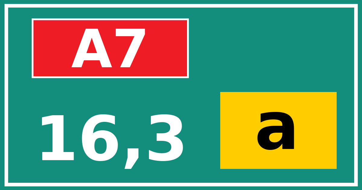 Hectometerbord A7 16,3 letter a