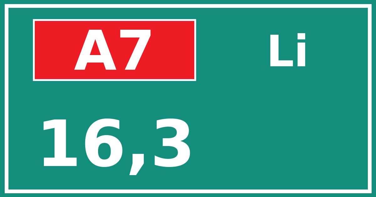 Hectometerbord A7 16,3 zijde Li