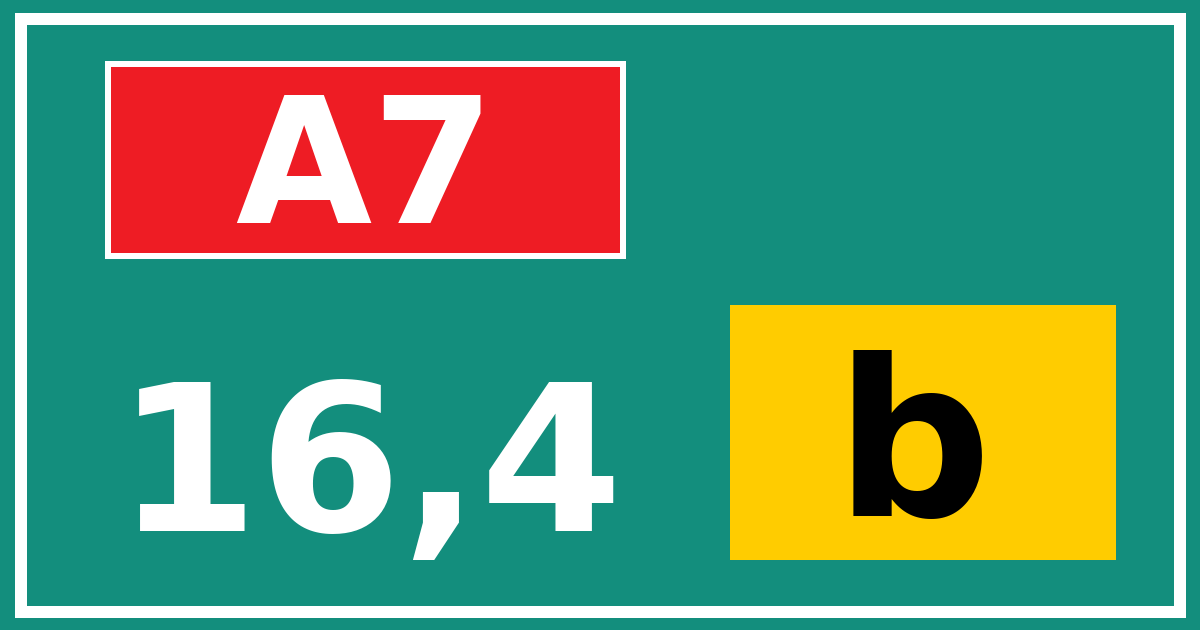 Hectometerbord A7 16,4 letter b