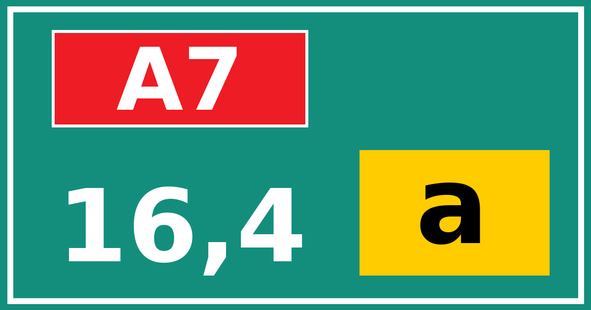 Hectometerbord A7 16,4 letter a