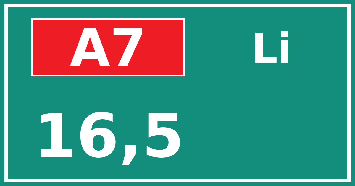 Hectometerbord A7 16,5 zijde Li