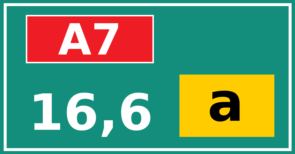 Hectometerbord A7 16,6 letter a