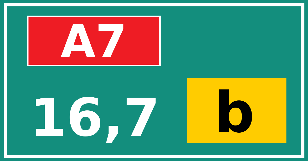 Hectometerbord A7 16,7 letter b