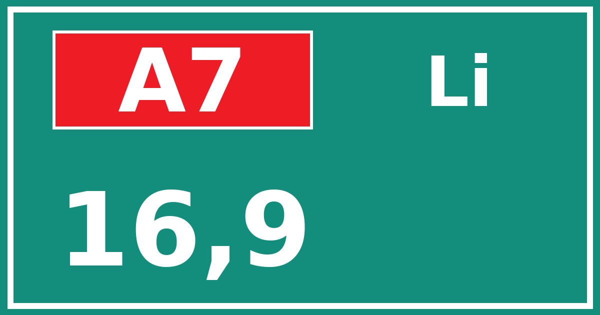 Hectometerbord A7 16,9 zijde Li