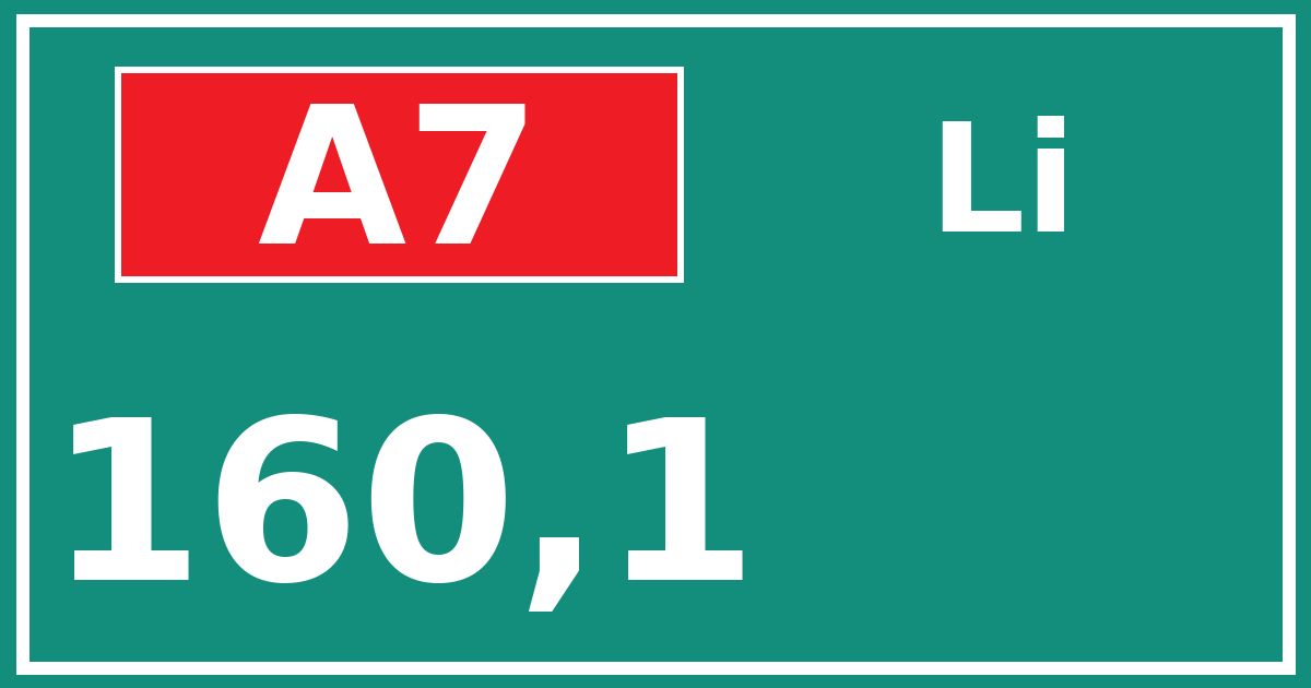 Hectometerbord A7 160,1 zijde Li