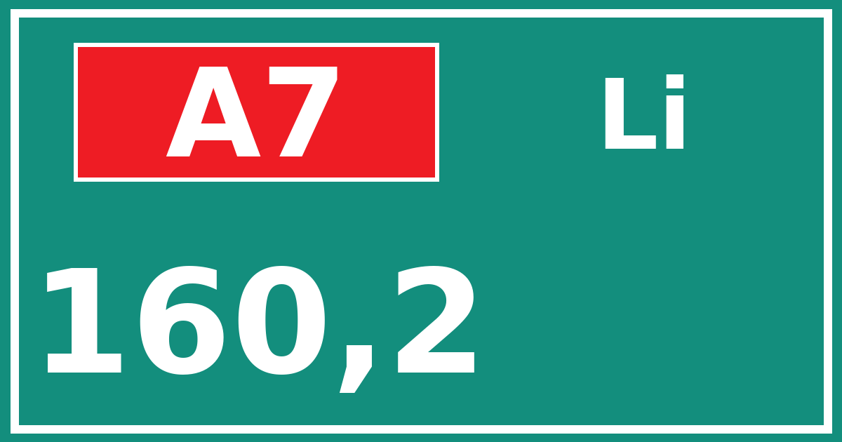 Hectometerbord A7 160,2 zijde Li