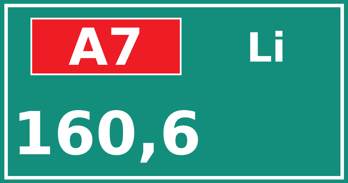 Hectometerbord A7 160,6 zijde Li