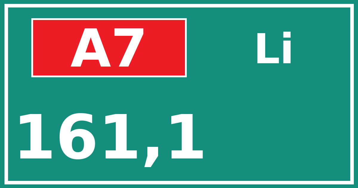 Hectometerbord A7 161,1 zijde Li