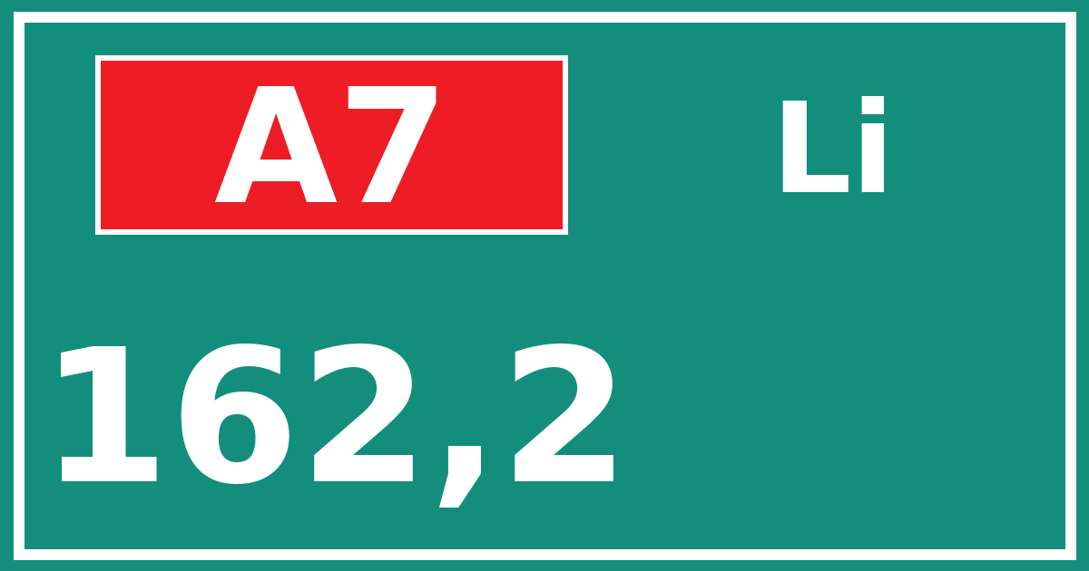 Hectometerbord A7 162,2 zijde Li
