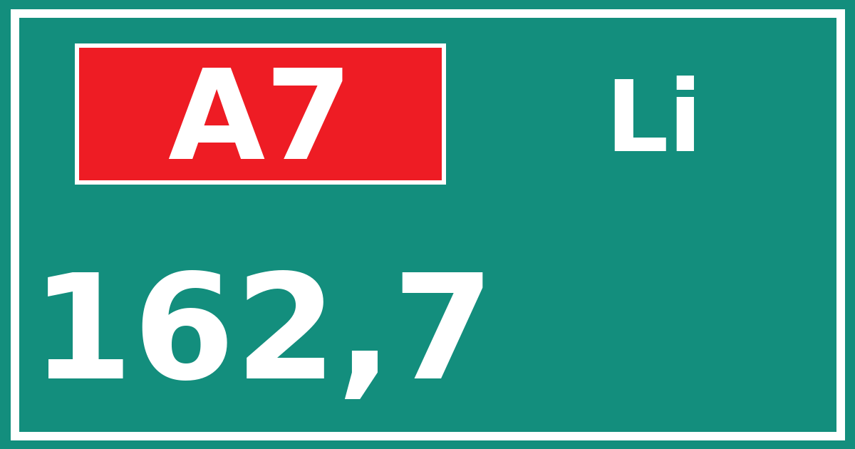 Hectometerbord A7 162,7 zijde Li