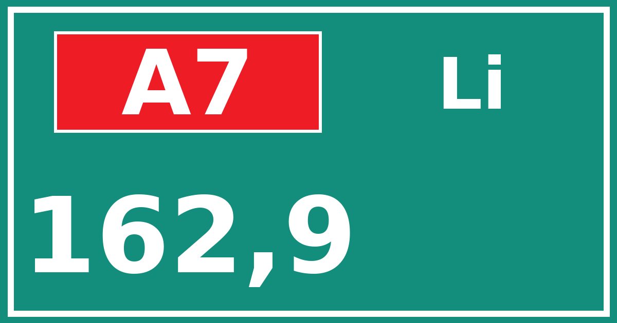 Hectometerbord A7 162,9 zijde Li