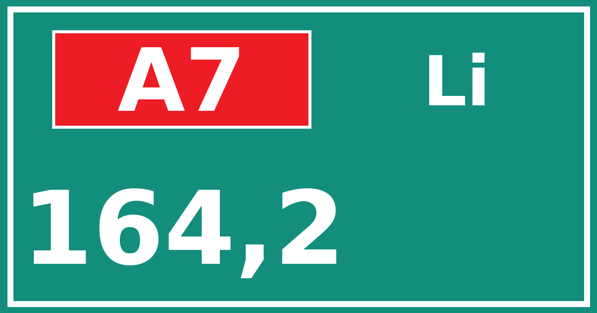 Hectometerbord A7 164,2 zijde Li
