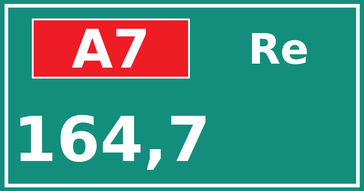 Hectometerbord A7 164,7 zijde Re