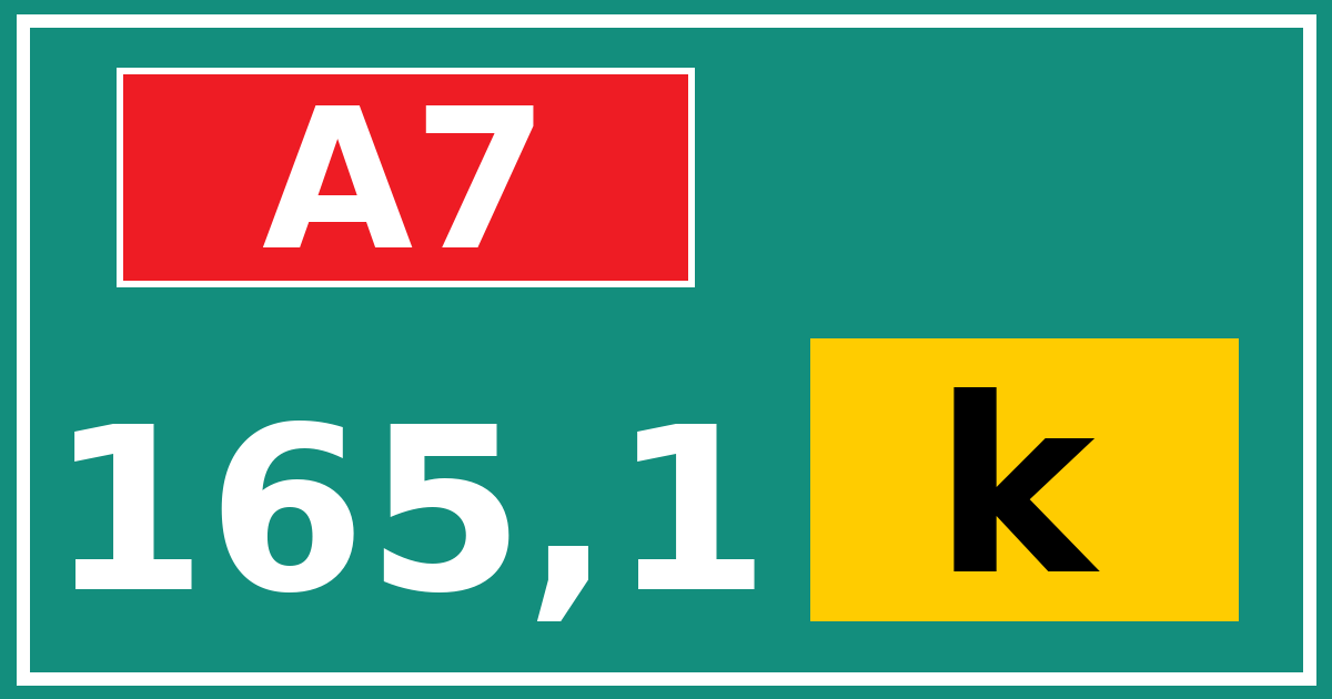 Hectometerbord A7 165,1 letter k