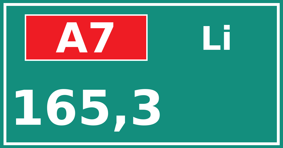 Hectometerbord A7 165,3 zijde Li