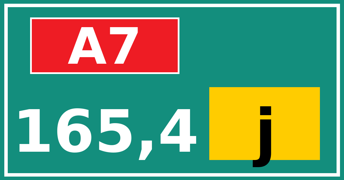 Hectometerbord A7 165,4 letter j