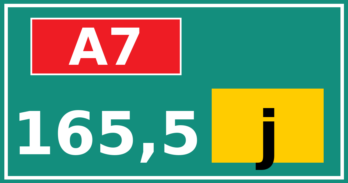 Hectometerbord A7 165,5 letter j