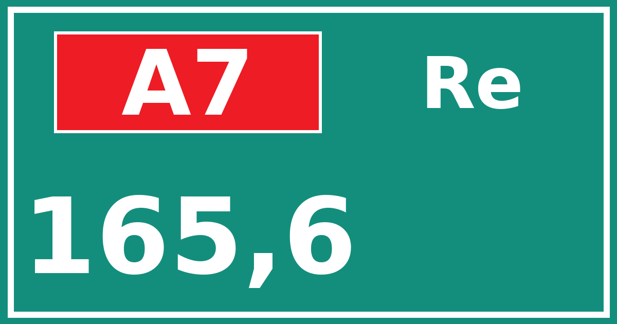 Hectometerbord A7 165,6 zijde Re