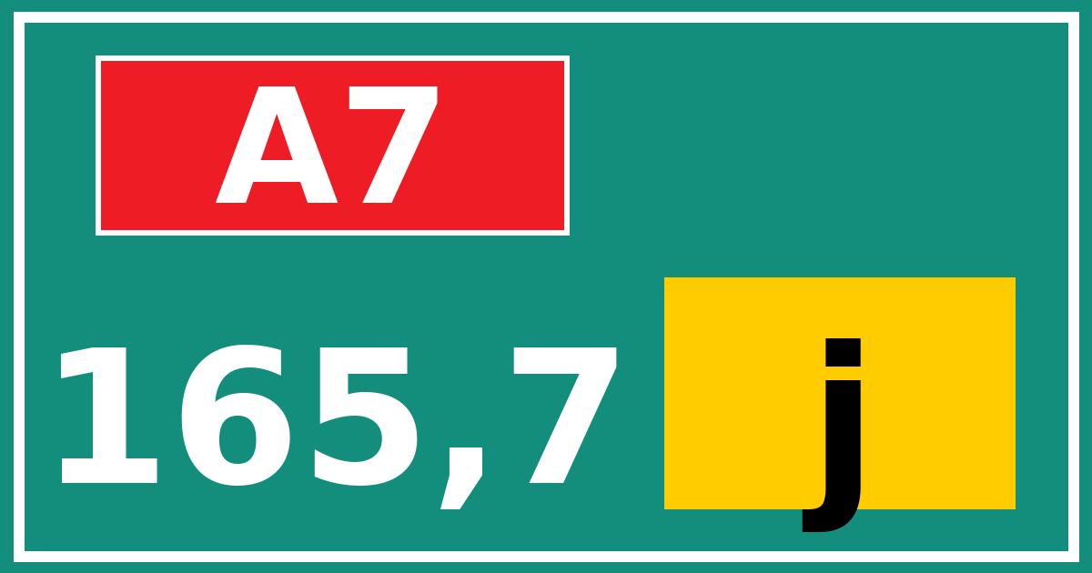 Hectometerbord A7 165,7 letter j