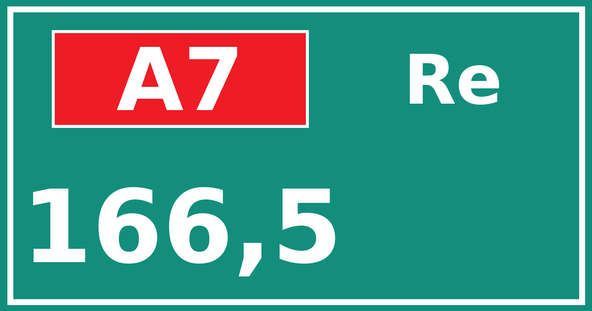 Hectometerbord A7 166,5 zijde Re