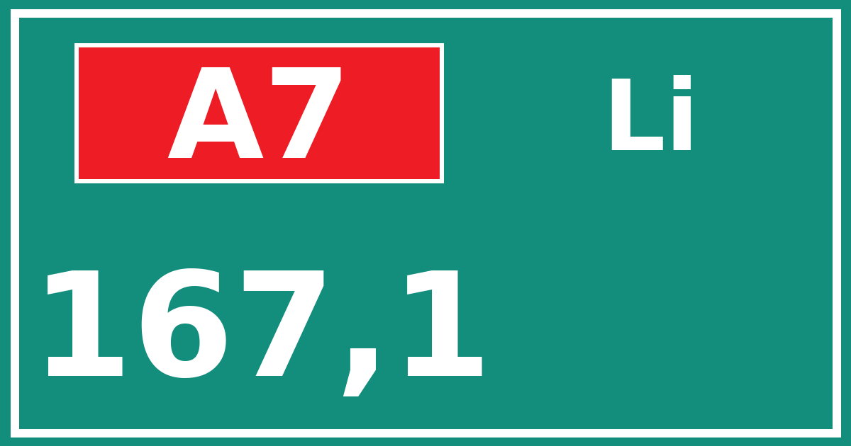 Hectometerbord A7 167,1 zijde Li