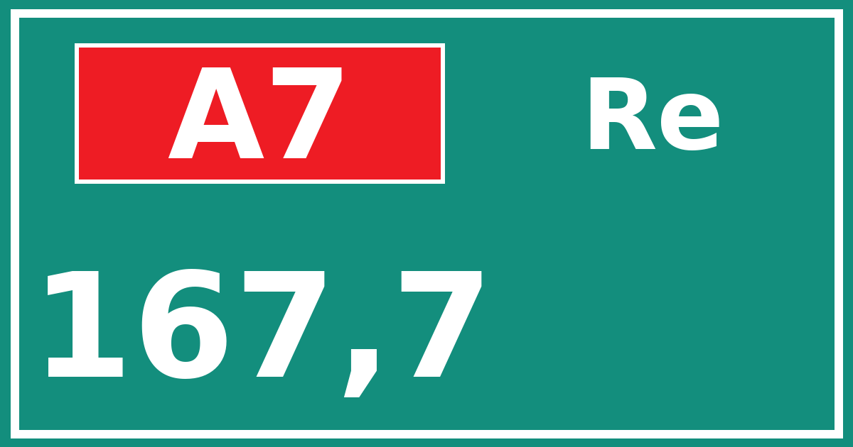 Hectometerbord A7 167,7 zijde Re
