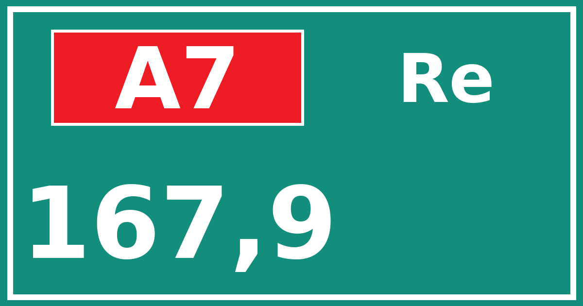 Hectometerbord A7 167,9 zijde Re
