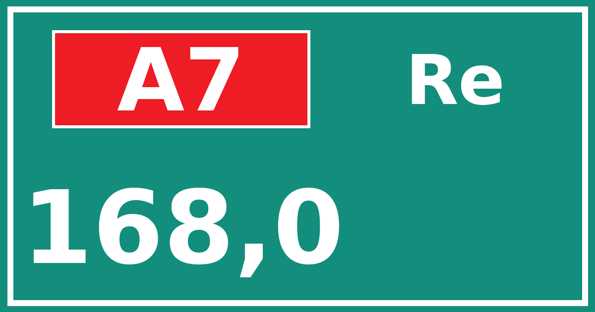 Hectometerbord A7 168,0 zijde Re