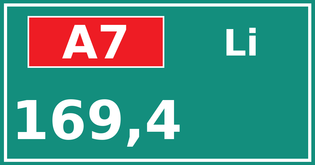 Hectometerbord A7 169,4 zijde Li