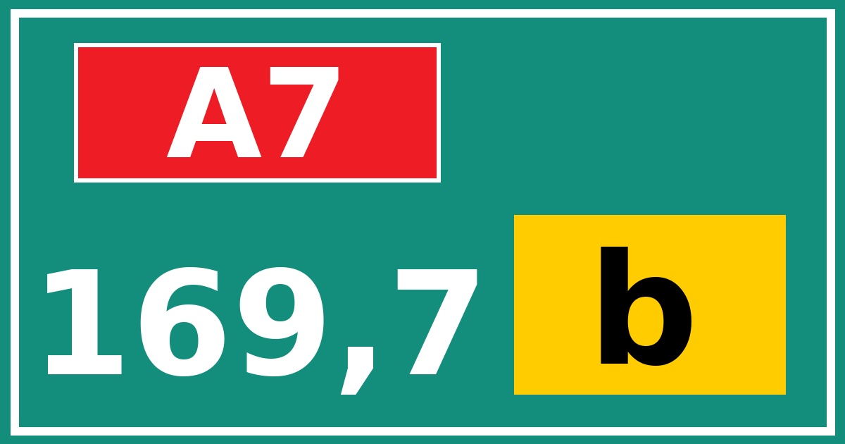 Hectometerbord A7 169,7 letter b
