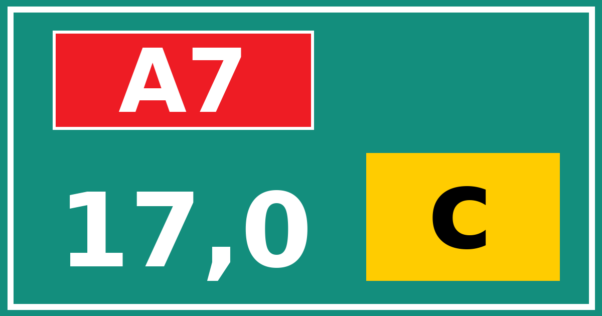 Hectometerbord A7 17,0 letter c