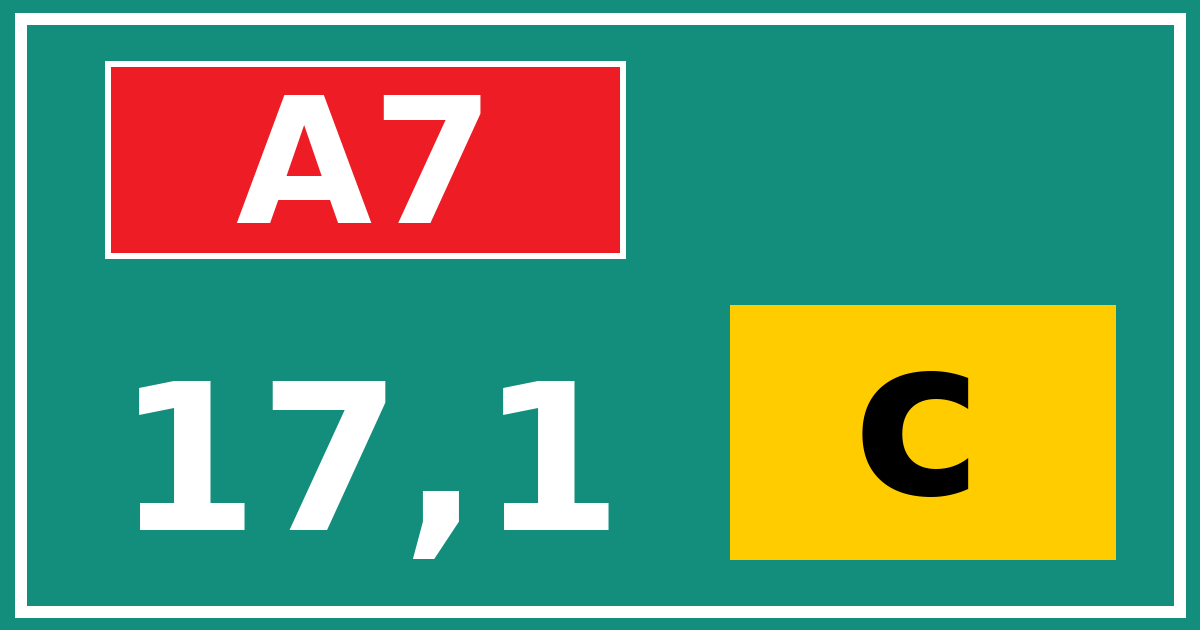 Hectometerbord A7 17,1 letter c