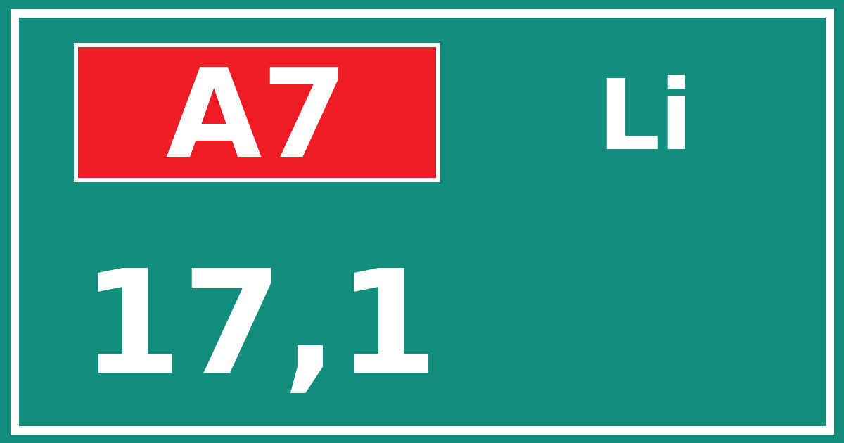 Hectometerbord A7 17,1 zijde Li
