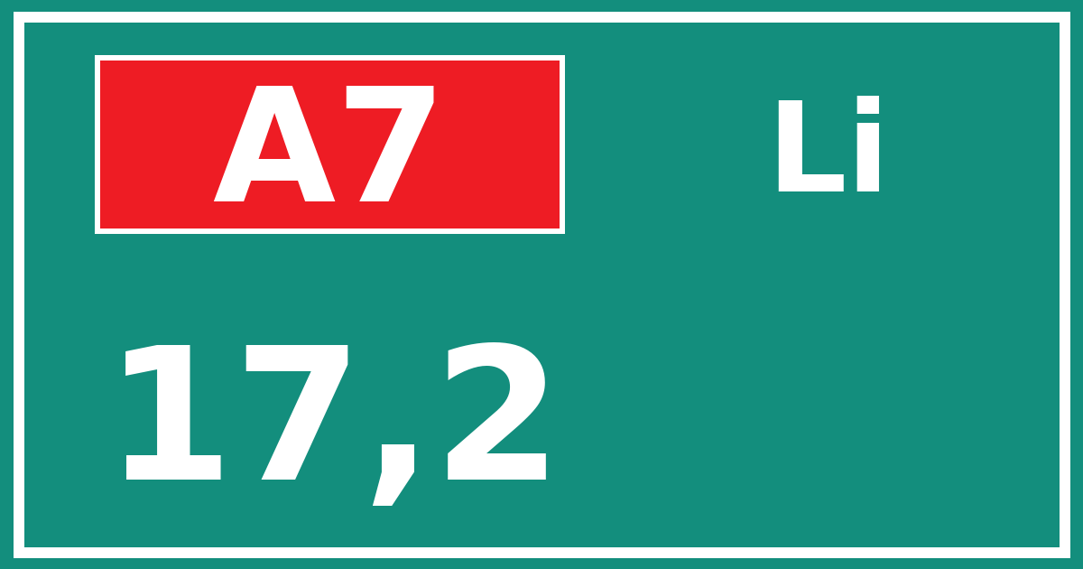 Hectometerbord A7 17,2 zijde Li