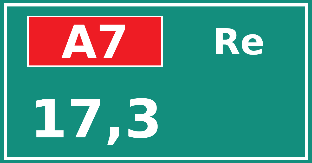 Hectometerbord A7 17,3 zijde Re