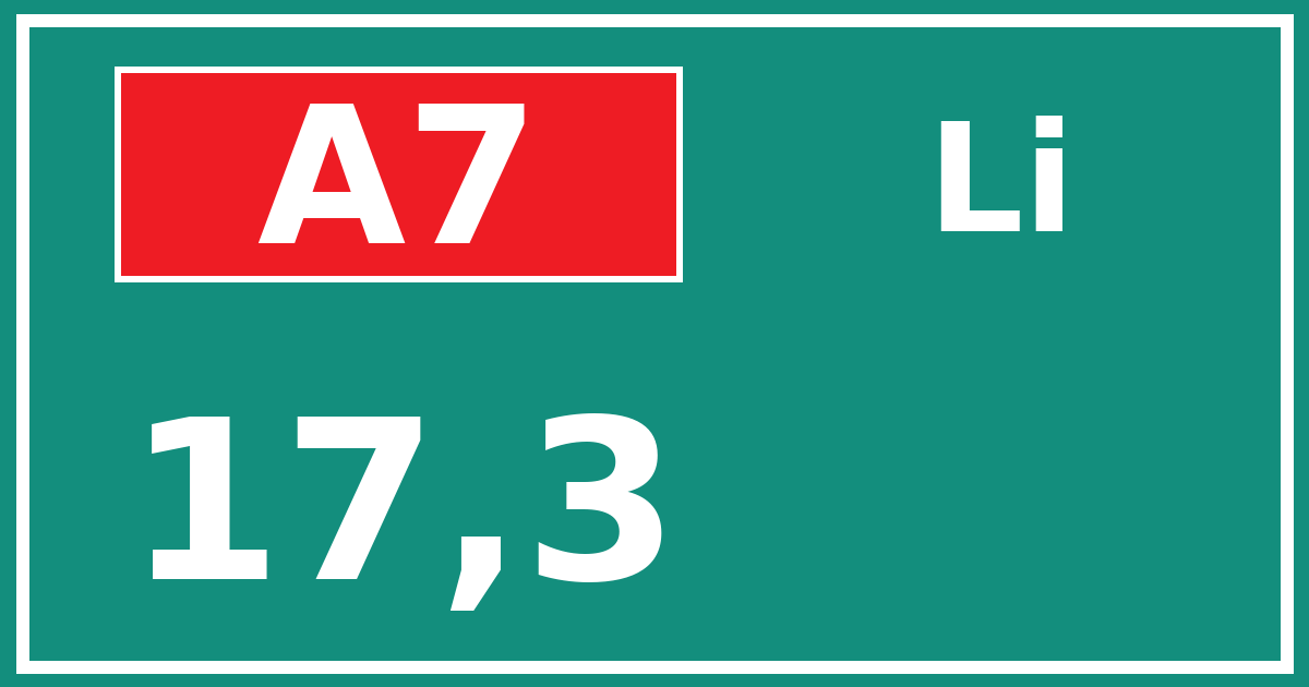Hectometerbord A7 17,3 zijde Li