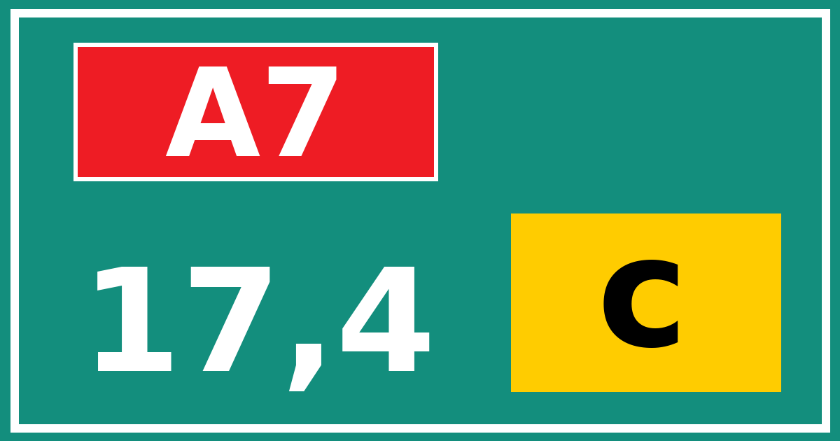 Hectometerbord A7 17,4 letter c