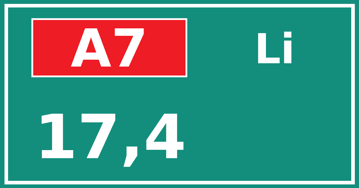 Hectometerbord A7 17,4 zijde Li