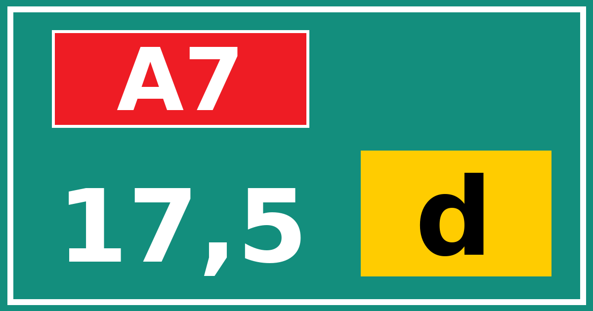 Hectometerbord A7 17,5 letter d