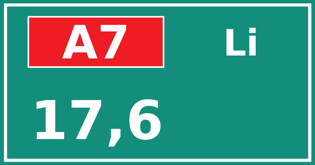 Hectometerbord A7 17,6 zijde Li