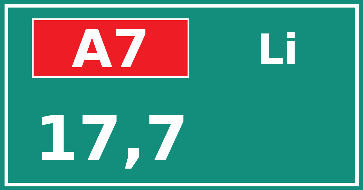 Hectometerbord A7 17,7 zijde Li