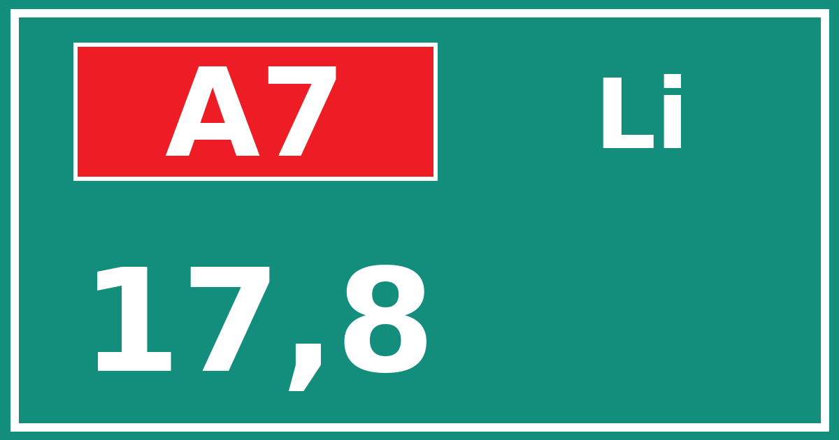 Hectometerbord A7 17,8 zijde Li