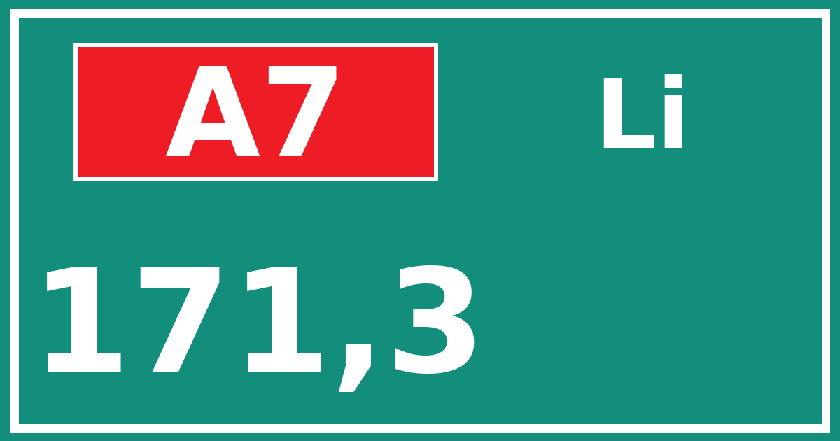 Hectometerbord A7 171,3 zijde Li
