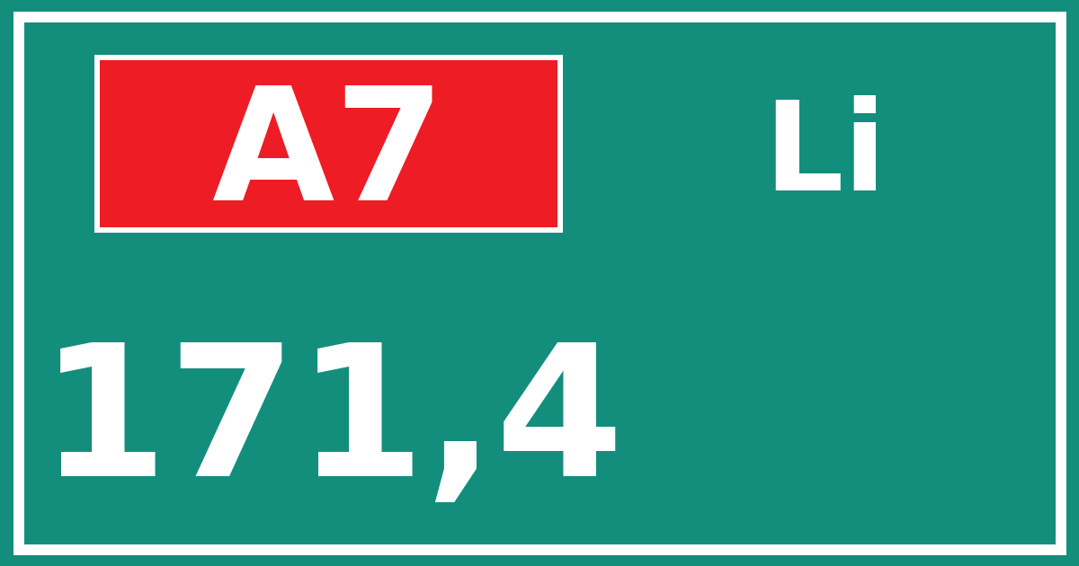 Hectometerbord A7 171,4 zijde Li