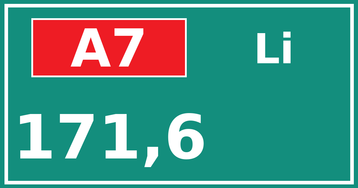 Hectometerbord A7 171,6 zijde Li