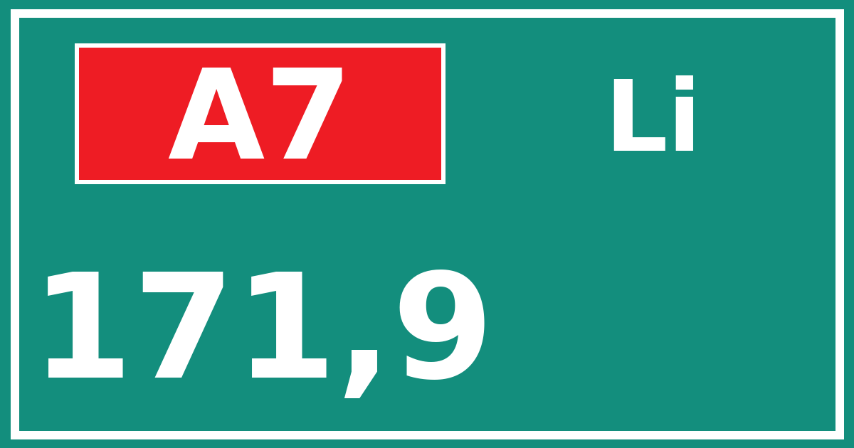 Hectometerbord A7 171,9 zijde Li