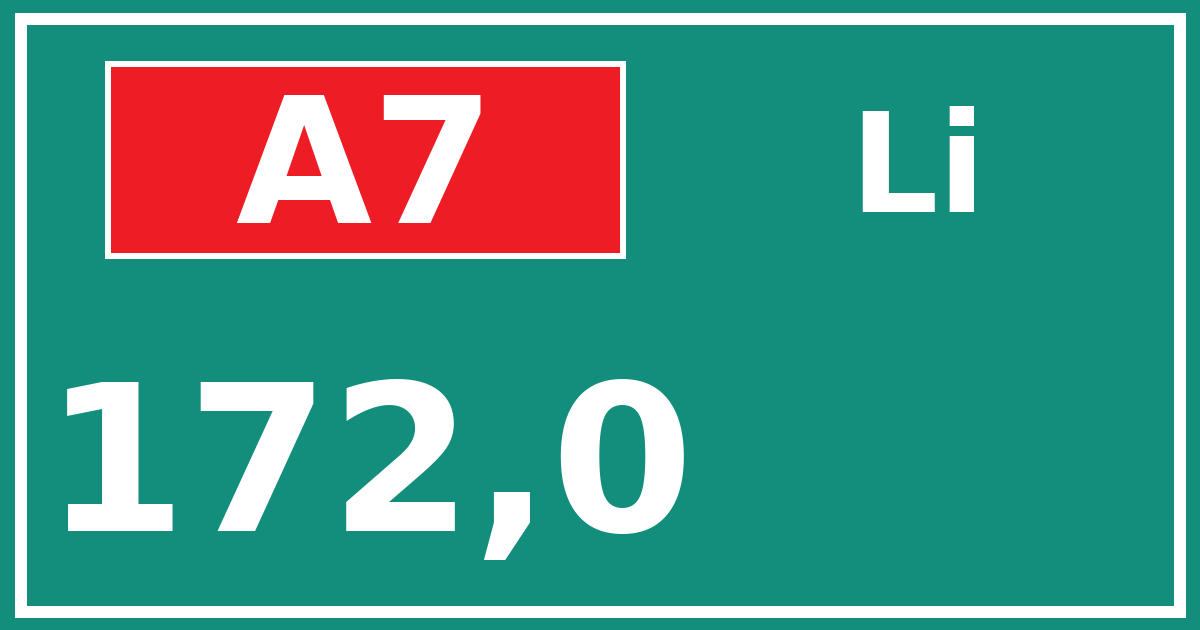 Hectometerbord A7 172,0 zijde Li