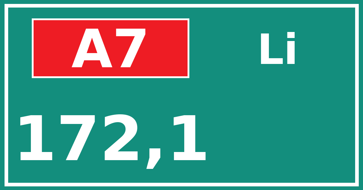 Hectometerbord A7 172,1 zijde Li