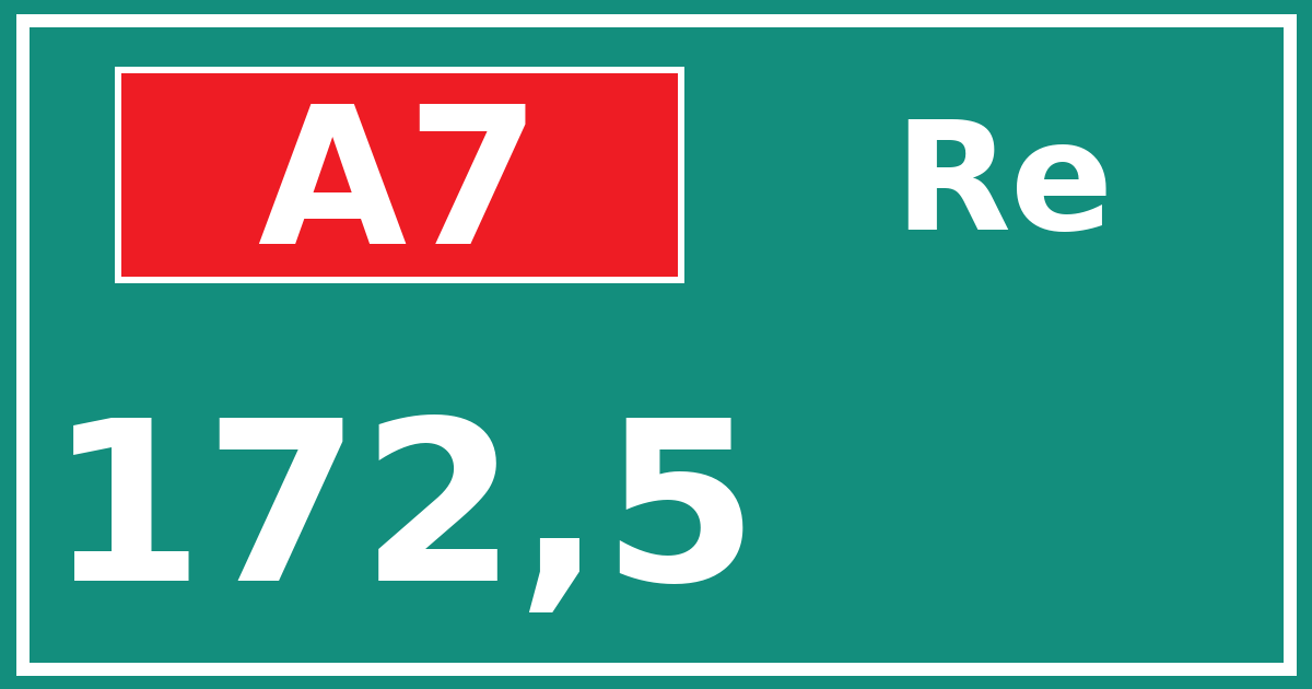 Hectometerbord A7 172,5 zijde Re