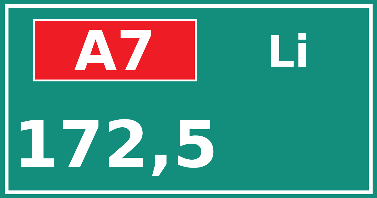 Hectometerbord A7 172,5 zijde Li